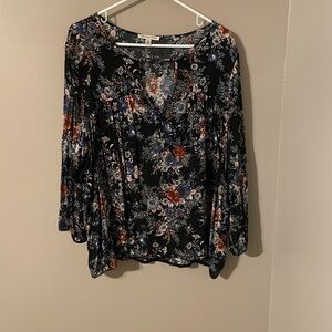 American Eagle Outfitters Black Floral Blouse